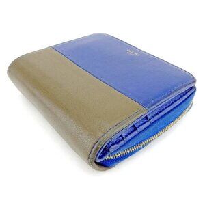 CELINE Bifold Wallet Blue Gray Gold Women Authentic secondhand